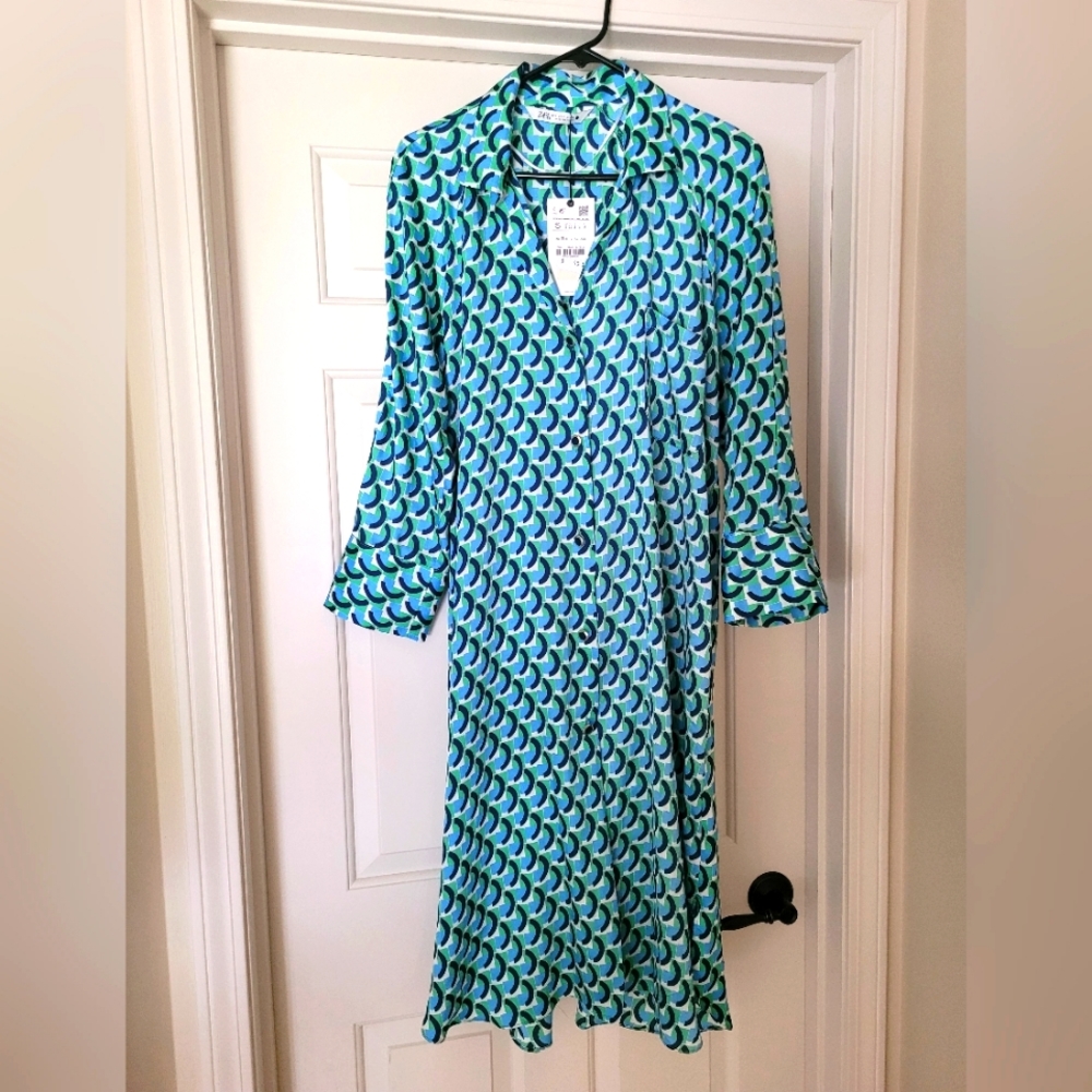 💙 NWT Zara Blue print dress S